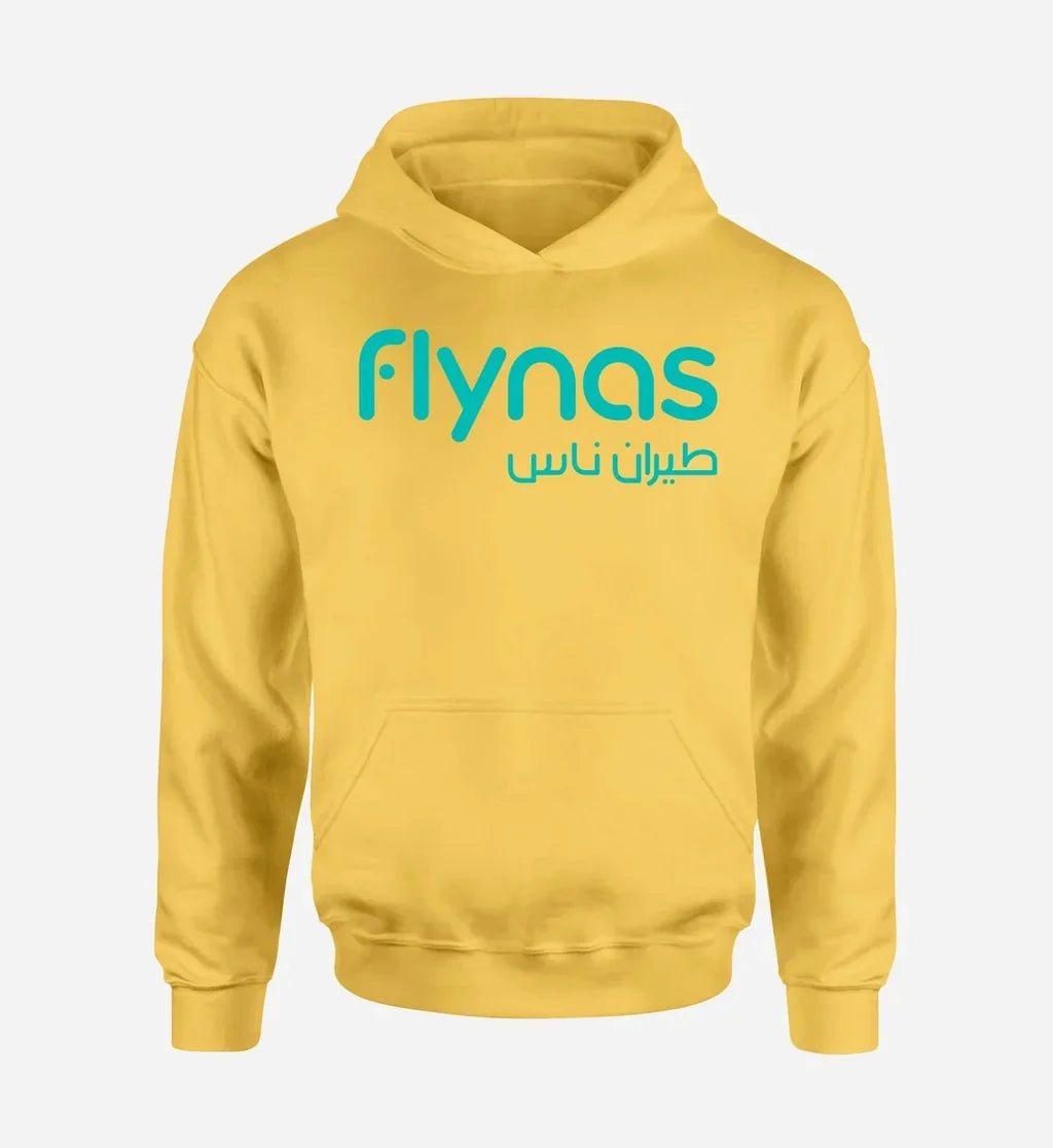 Flynas Airlines logo printed on yellow hoodie