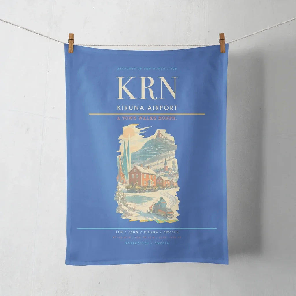 Kiruna Airport (KRN) design on blue towel