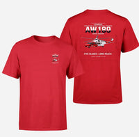 Thumbnail for Leonardo AW189 design on red t-shirt, double-side print