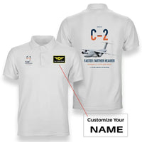 Thumbnail for Kawasaki C-2 design on white+name double-side polo t-shirt, double-side print