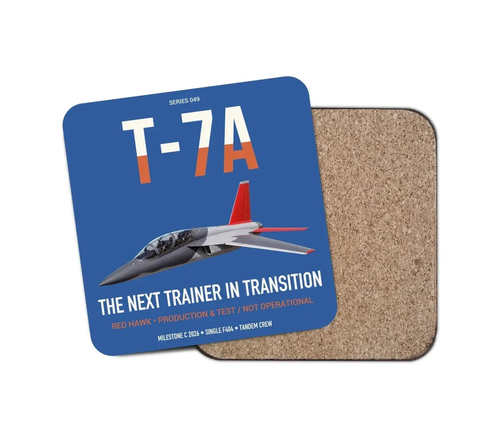 T-7A Red Hawk design on blue 1 piece coaster