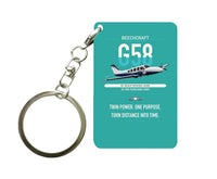 Thumbnail for Beechcraft Baron G58 design on turquoise designed key chain, double-side print