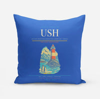 Thumbnail for Malvinas Argentinas International Airport (USH) design on blue pillow