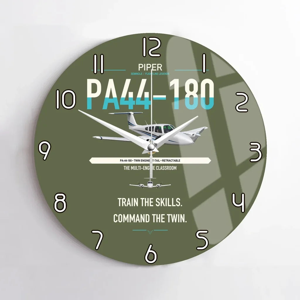 Piper PA-44-180 Seminole design on green army no frame wall clock