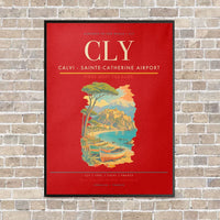 Thumbnail for Calvi - Sainte-Catherine Airport CLY vertical canvas print - framed - red background