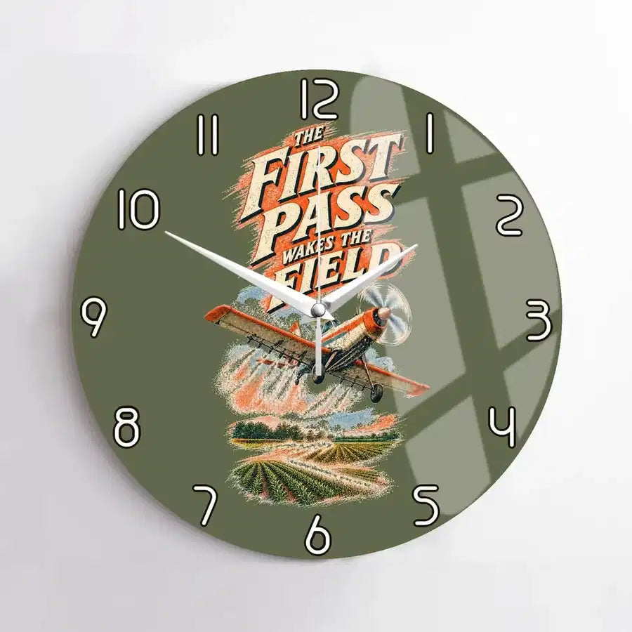 The First Pass Wakes The Field design on green army no frame wall clock