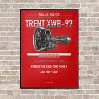 Thumbnail for TRENT XWB-97 vertical canvas print - framed - red background