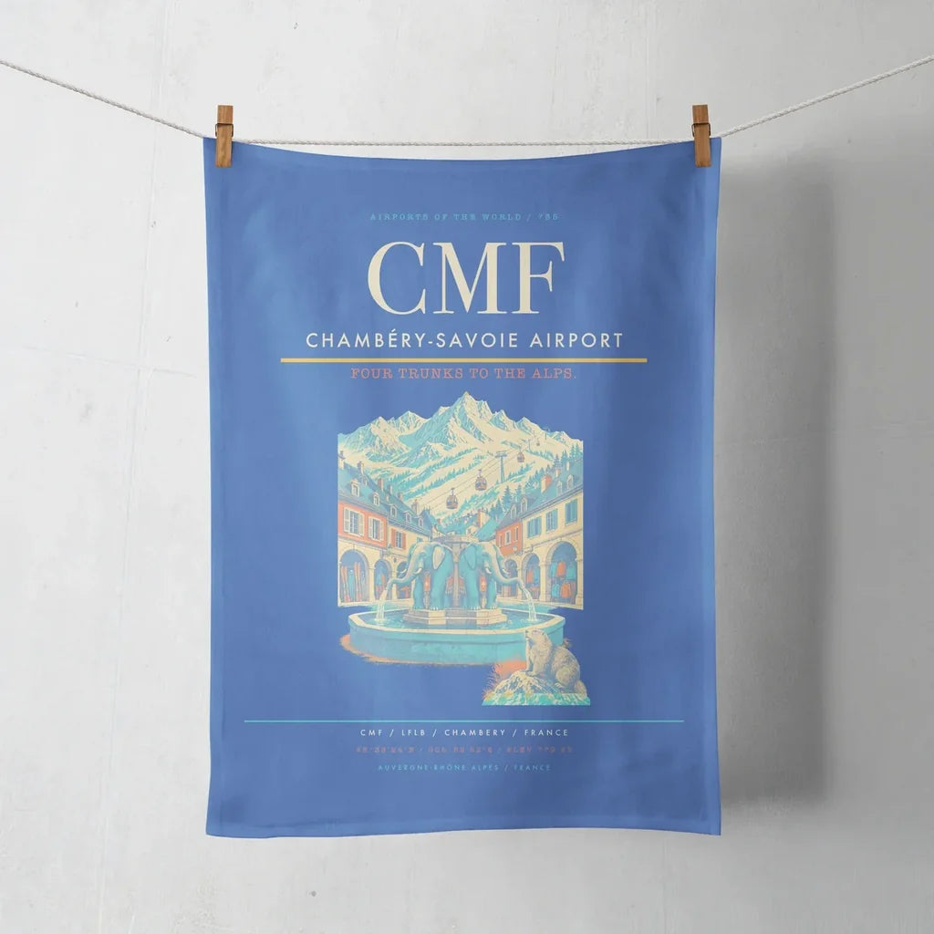 Chambéry-Savoie Airport (CMF) design on blue towel