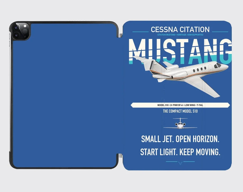 Cessna Citation Mustang design on blue ipad tablet case