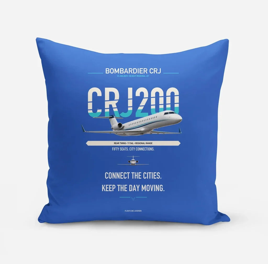 Bombardier CRJ200 design on blue pillow