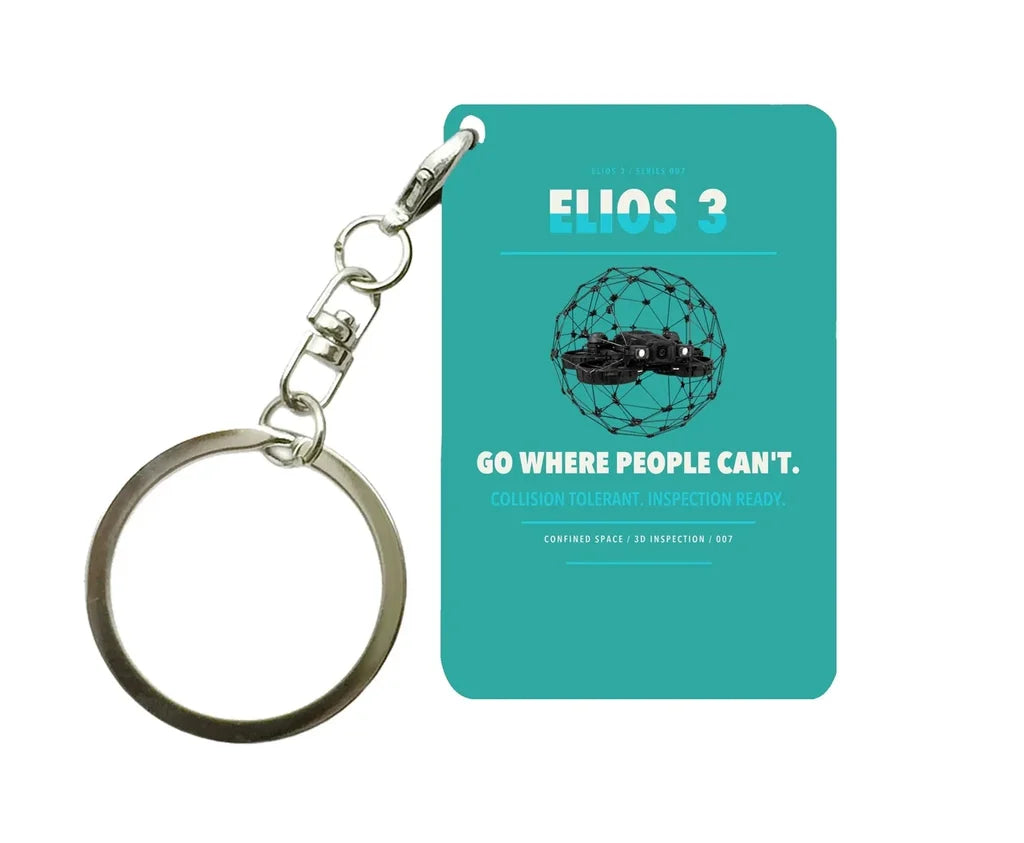 Flyability Elios 3 Key Chain design on turquoise key chain