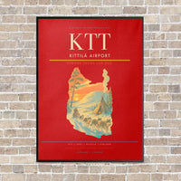 Thumbnail for Kittilä Airport KTT vertical canvas print - framed - red background