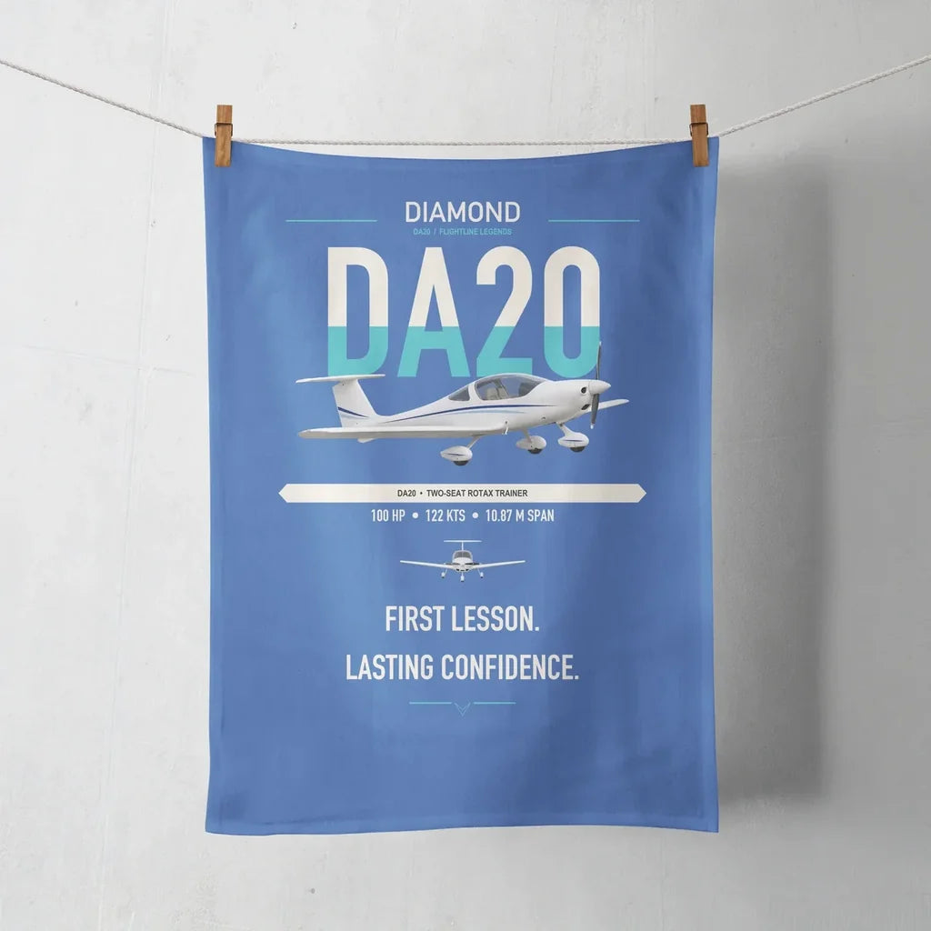 Diamond DA20 design on blue towel