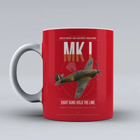 Thumbnail for Hawker Hurricane Mk I design on red ceramic mug, double-side print