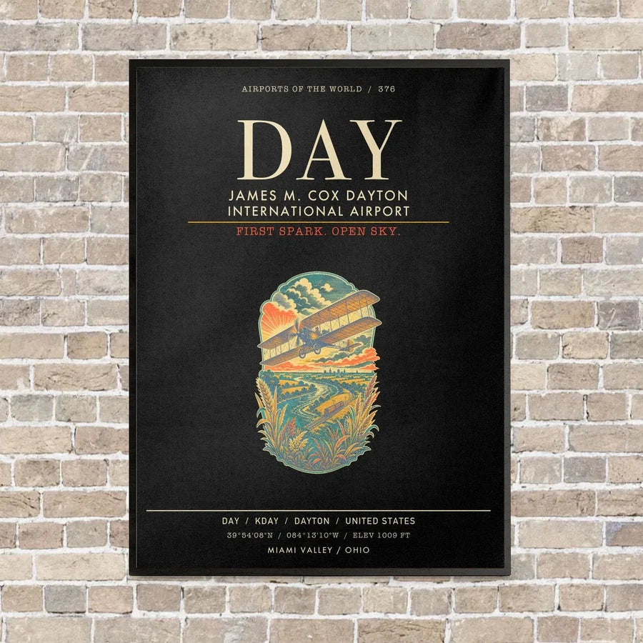 James M. Cox Dayton International Airport DAY - Canvas Framed - Black
