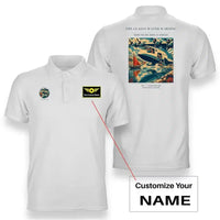 Thumbnail for VINTAGE G4280 - The Glassy Water Warning - Double-Side Polo T-Shirt design on white+name