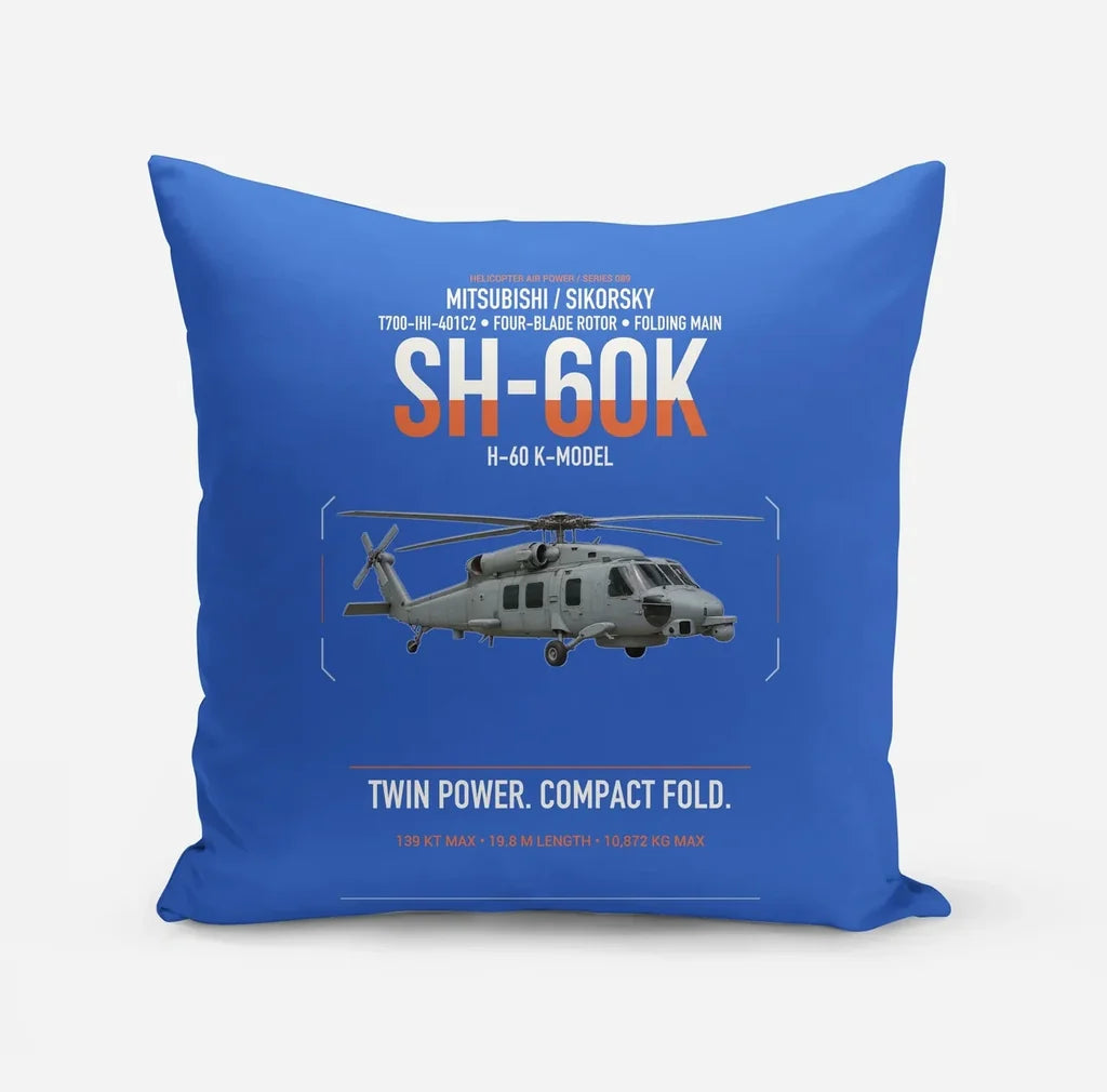Mitsubishi Sikorsky SH-60K design on blue pillow