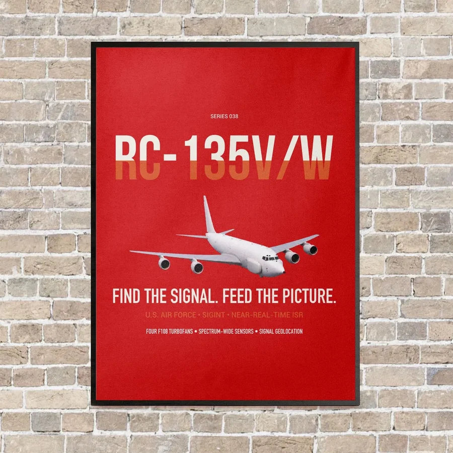 RC-135V W Rivet Joint vertical canvas print - framed - red background