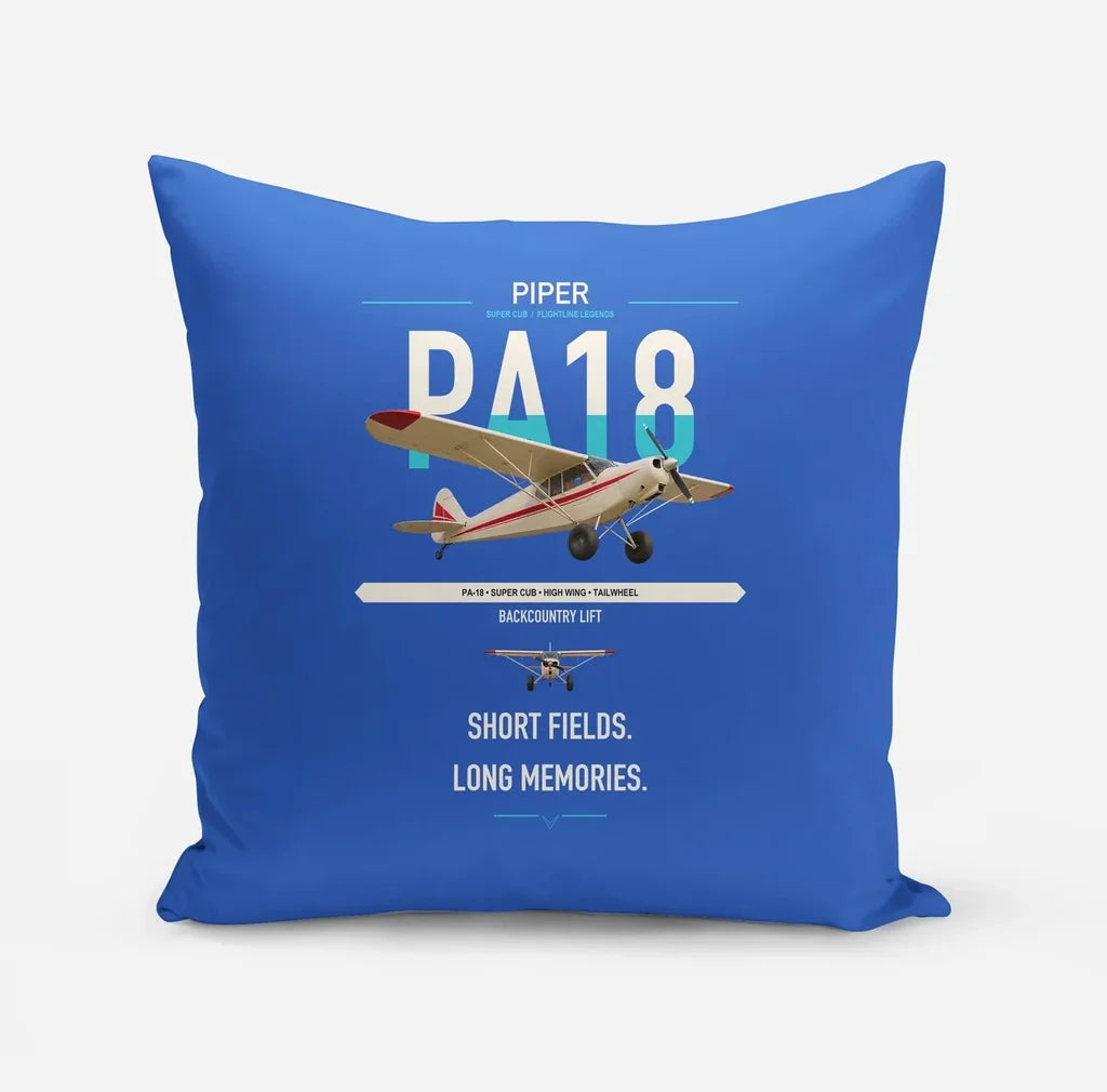 Piper PA-18 Super Cub design on blue pillow