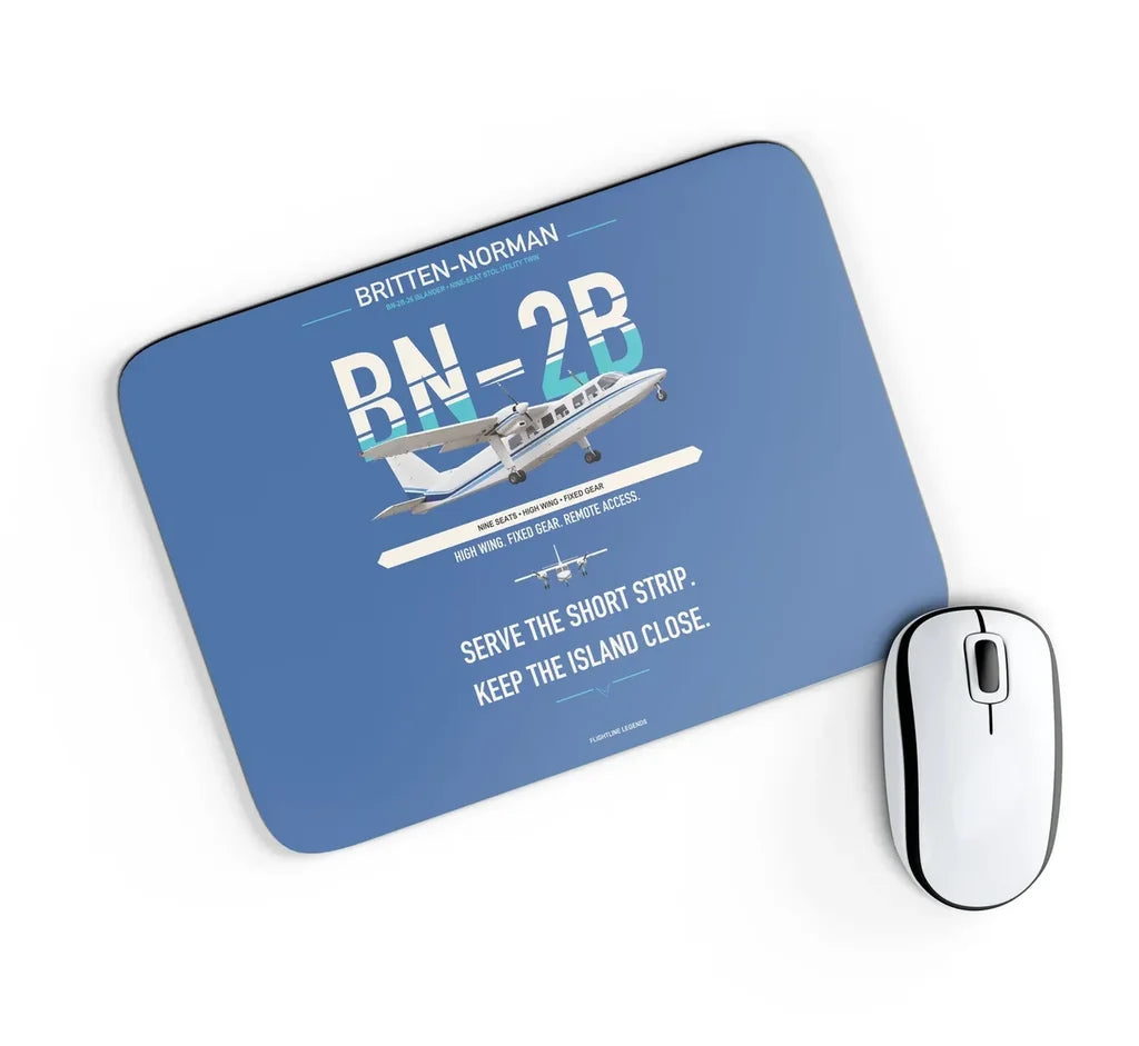 Britten-Norman BN-2B-26 Islander design on blue rectangle mouse pad