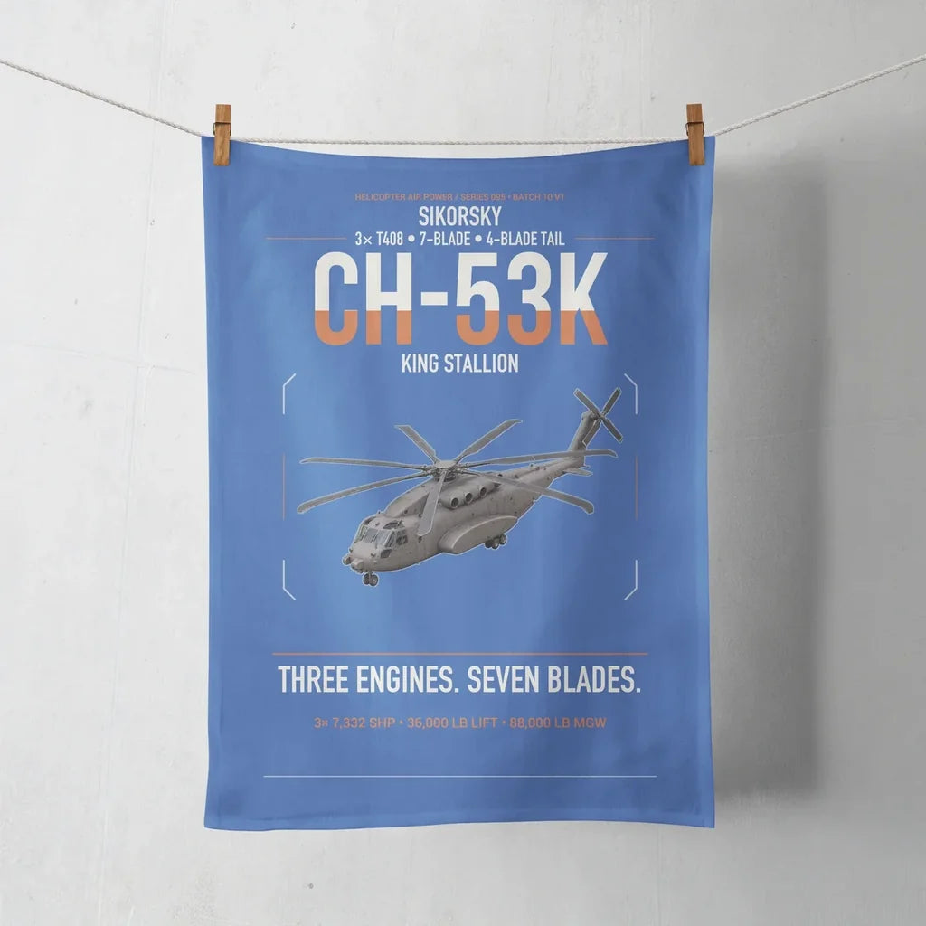 Sikorsky CH-53K King Stallion design on blue towel