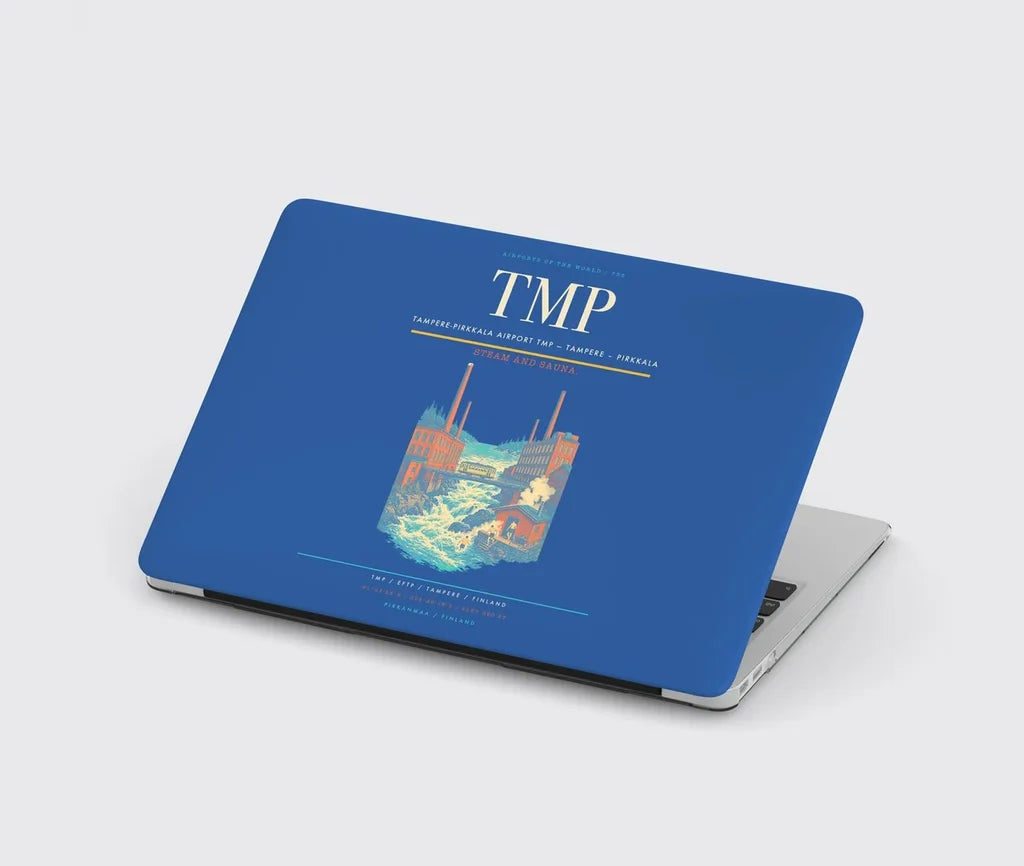 Tampere-Pirkkala Airport (TMP) design on blue MacBook case