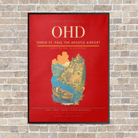 Thumbnail for Ohrid St. Paul the Apostle Airport OHD vertical canvas print - framed - red background
