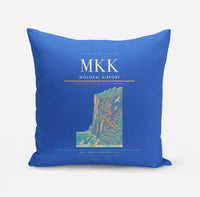 Thumbnail for Molokai Airport (MKK) design on blue pillow