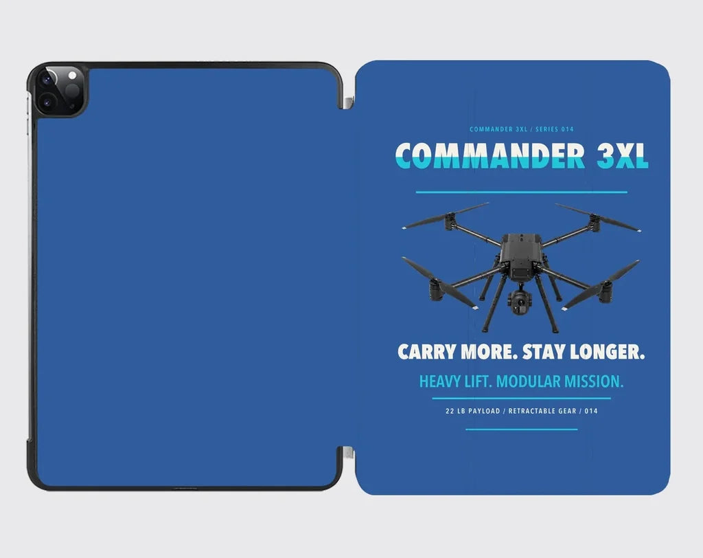 Draganfly Commander 3XL design on blue ipad tablet case
