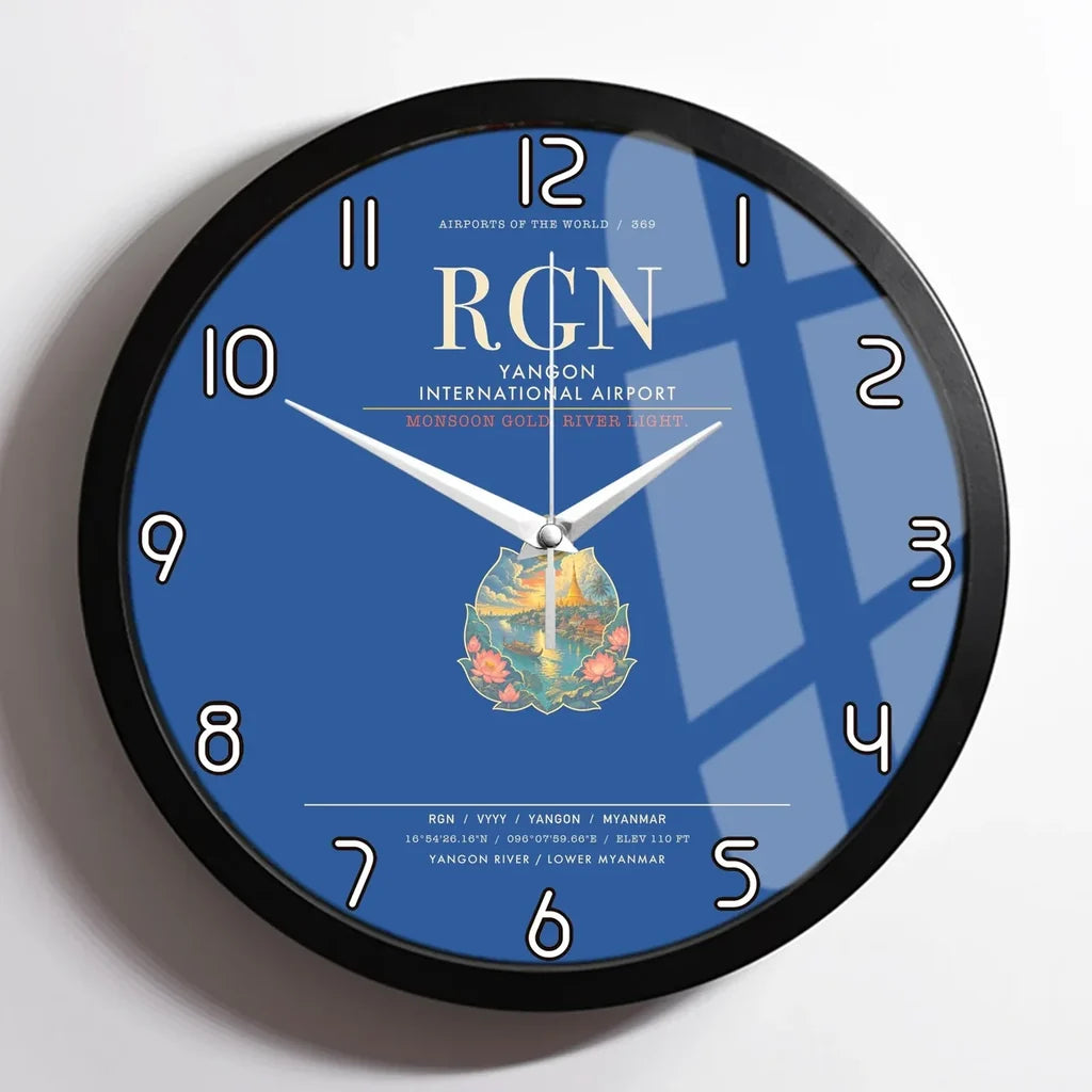 Yangon International Airport RGN Wall-Clock Framed - Blue