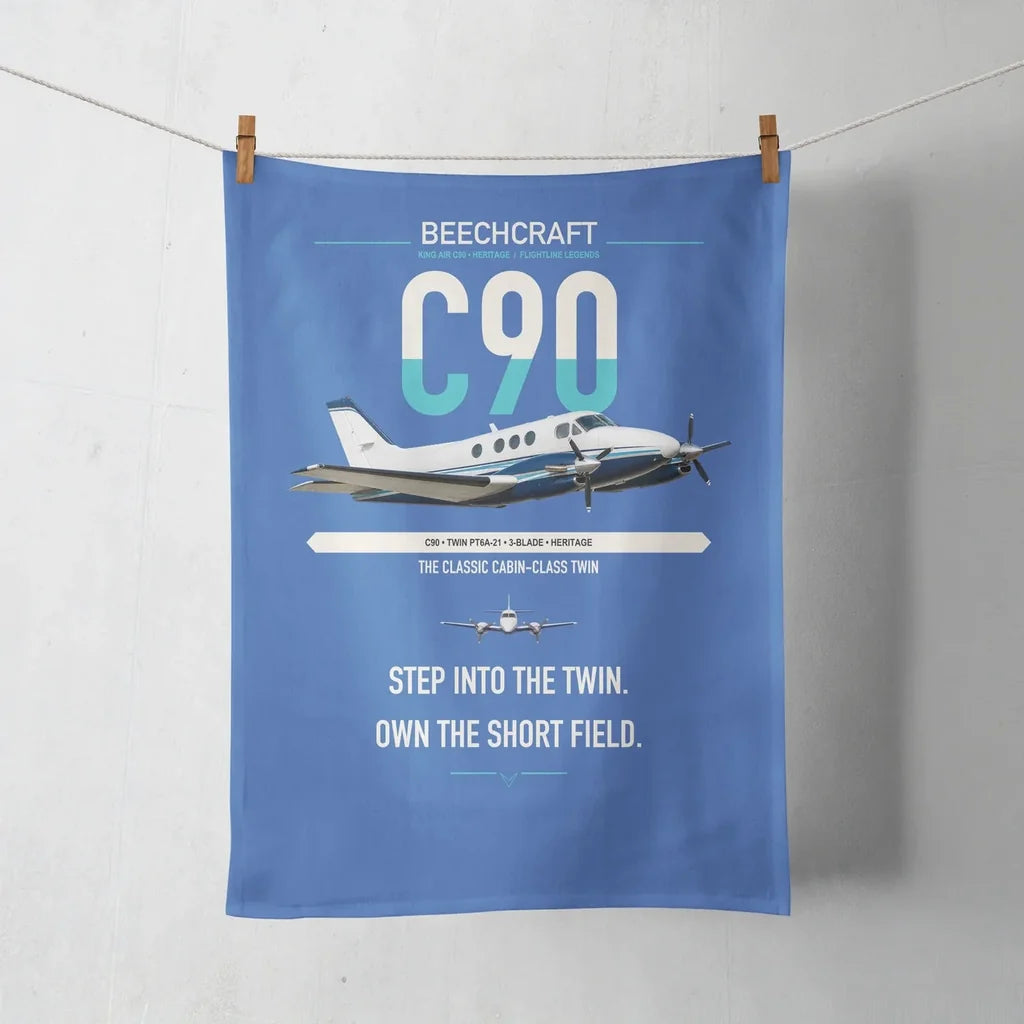 Beechcraft King Air C90 design on blue towel