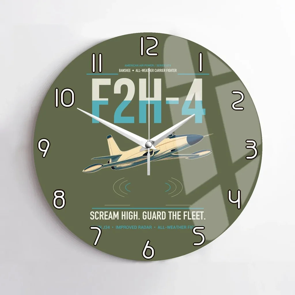 F2H-4 Banshee design on green army no frame wall clock