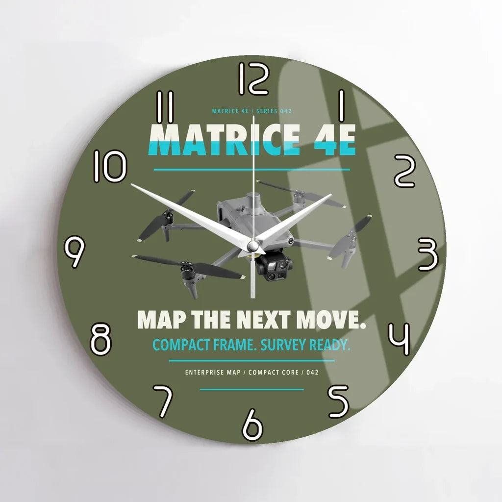 DJI Matrice 4E design on green army no frame wall clock