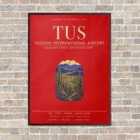 Thumbnail for Tucson International Airport TUS vertical canvas print - framed - red background