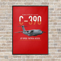 Thumbnail for C-390 Millennium vertical canvas print - framed - red background