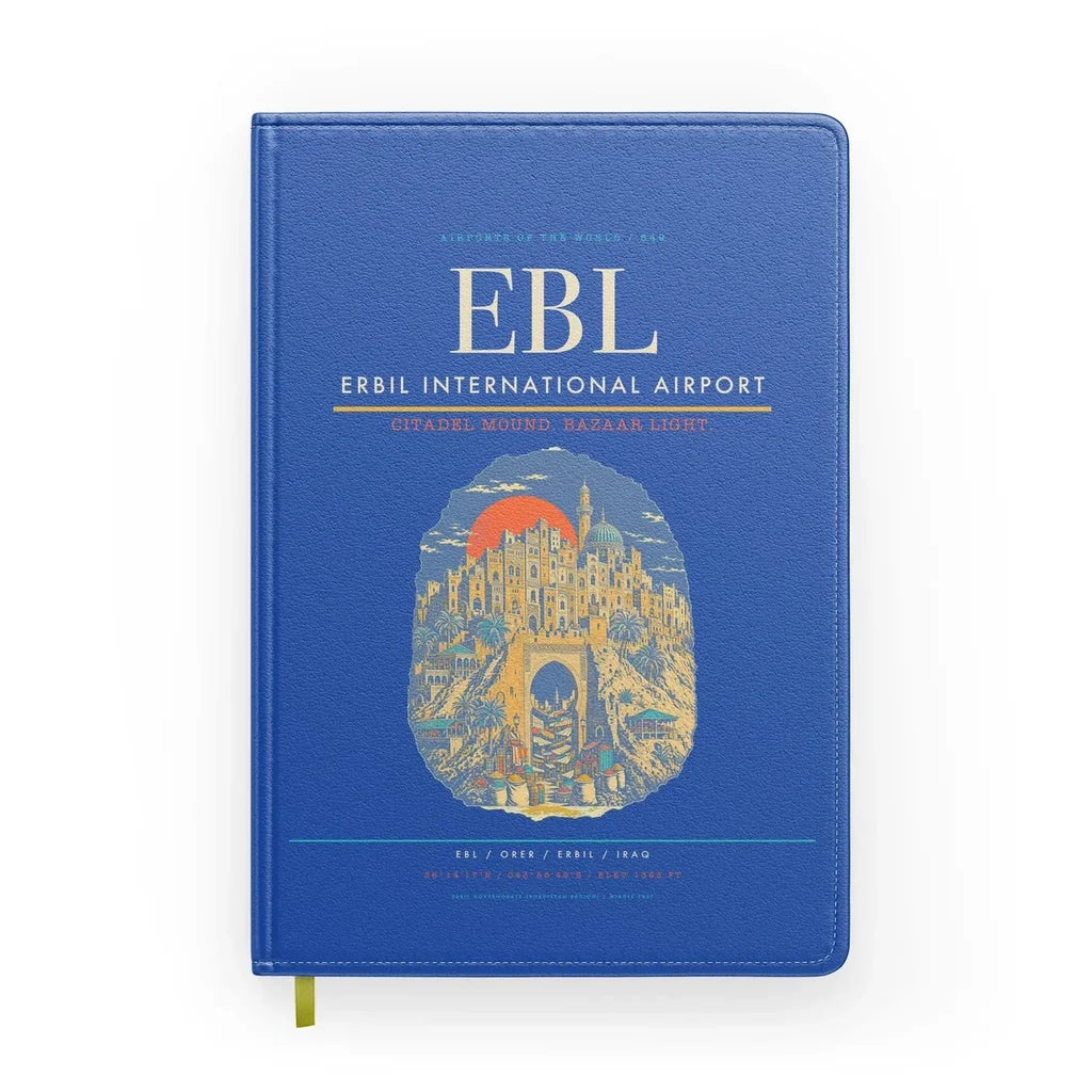 Erbil International Airport (EBL) design on blue notebook