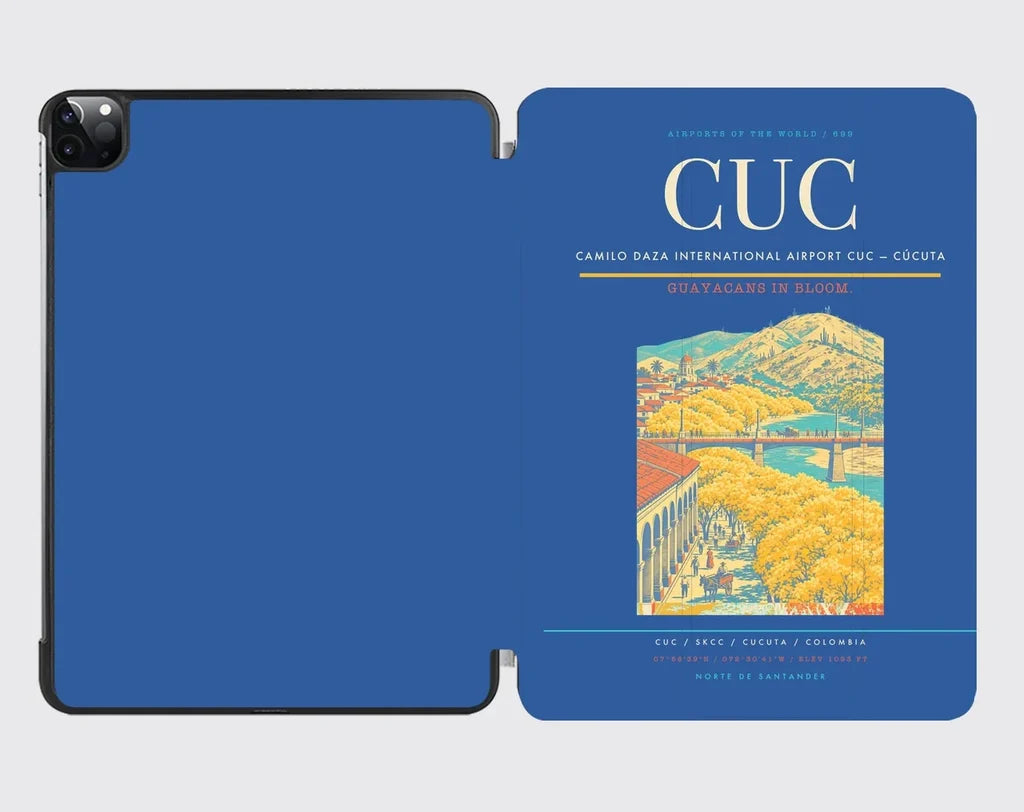 Camilo Daza International Airport (CUC) design on blue ipad tablet case