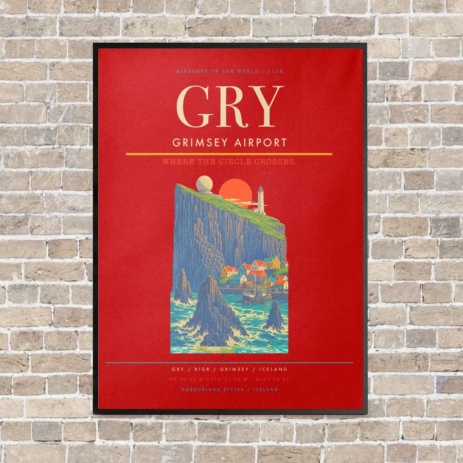 Grimsey Airport GRY - Canvas Framed - Red