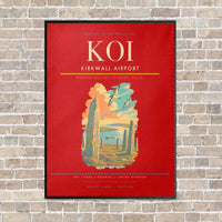 Thumbnail for Kirkwall Airport KOI vertical canvas print - framed - red background