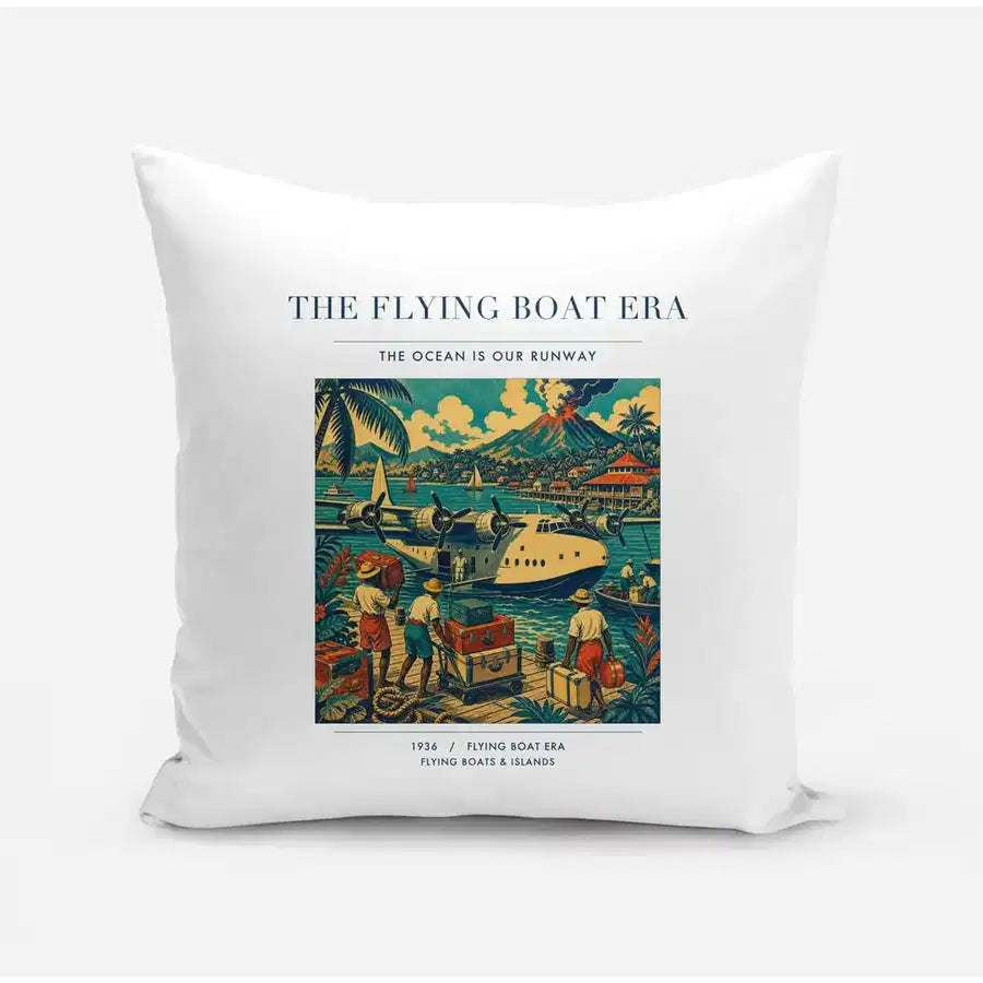 VINTAGE G4055 - The Flying Boat Era - Designed Pillows design on white