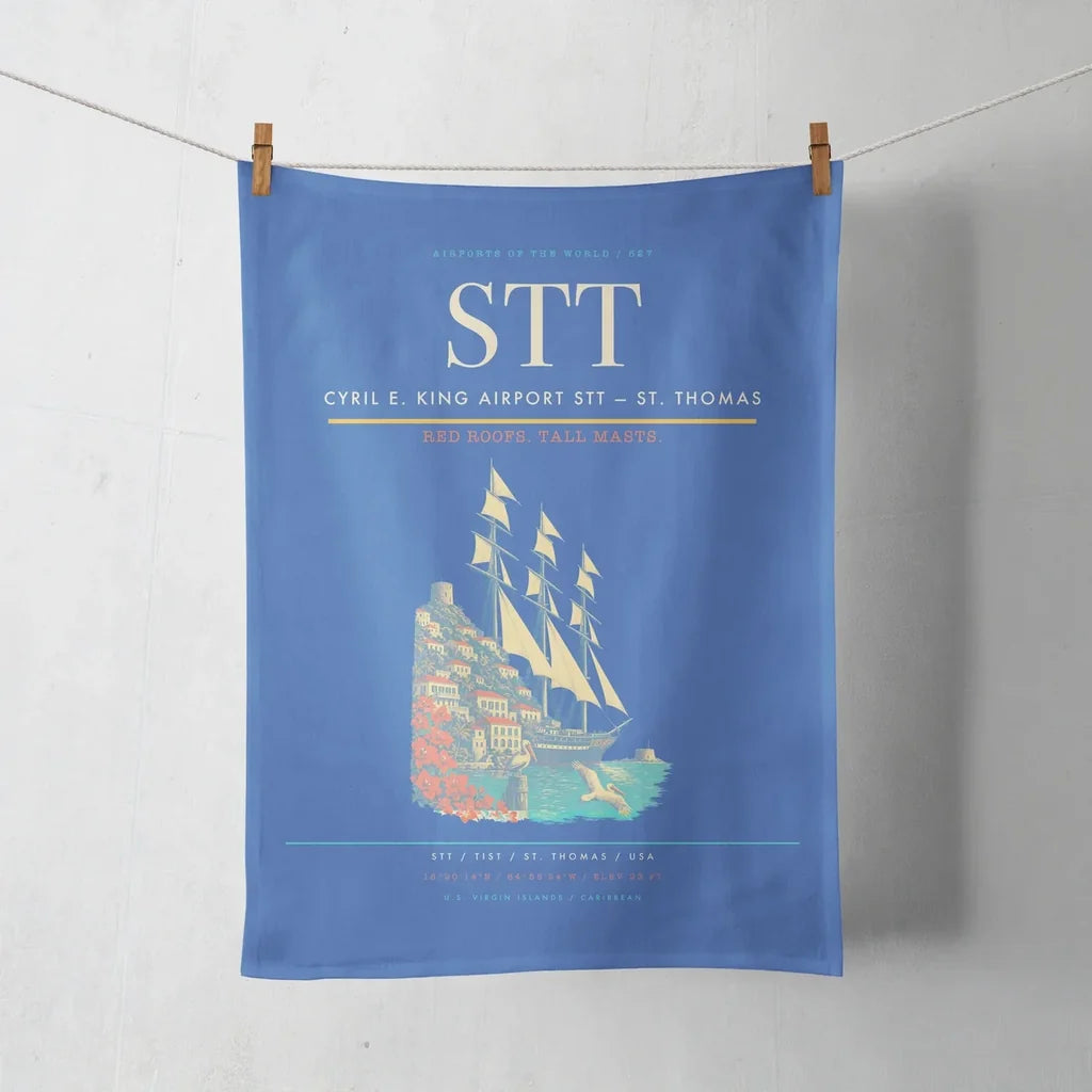 Cyril E. King Airport (STT) design on blue towel