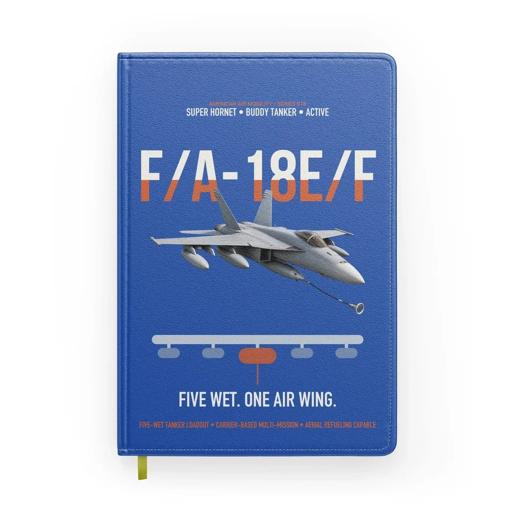 F A-18E F Buddy Tanker design on blue notebook