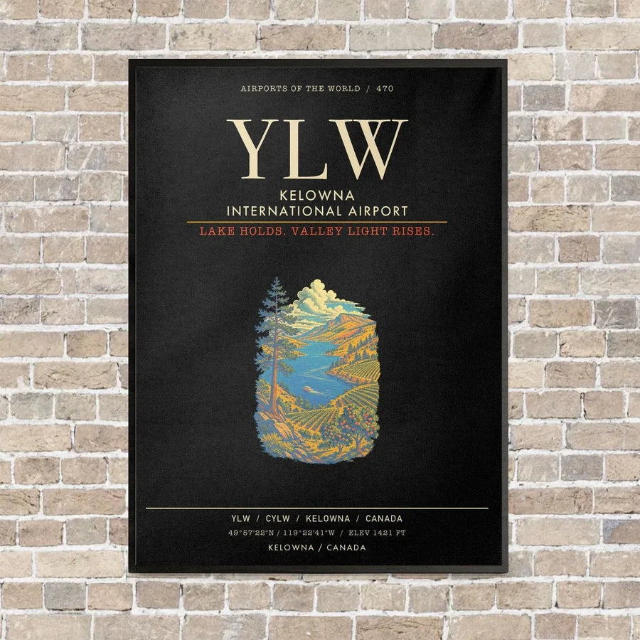 Kelowna International Airport YLW - Canvas Framed - Black