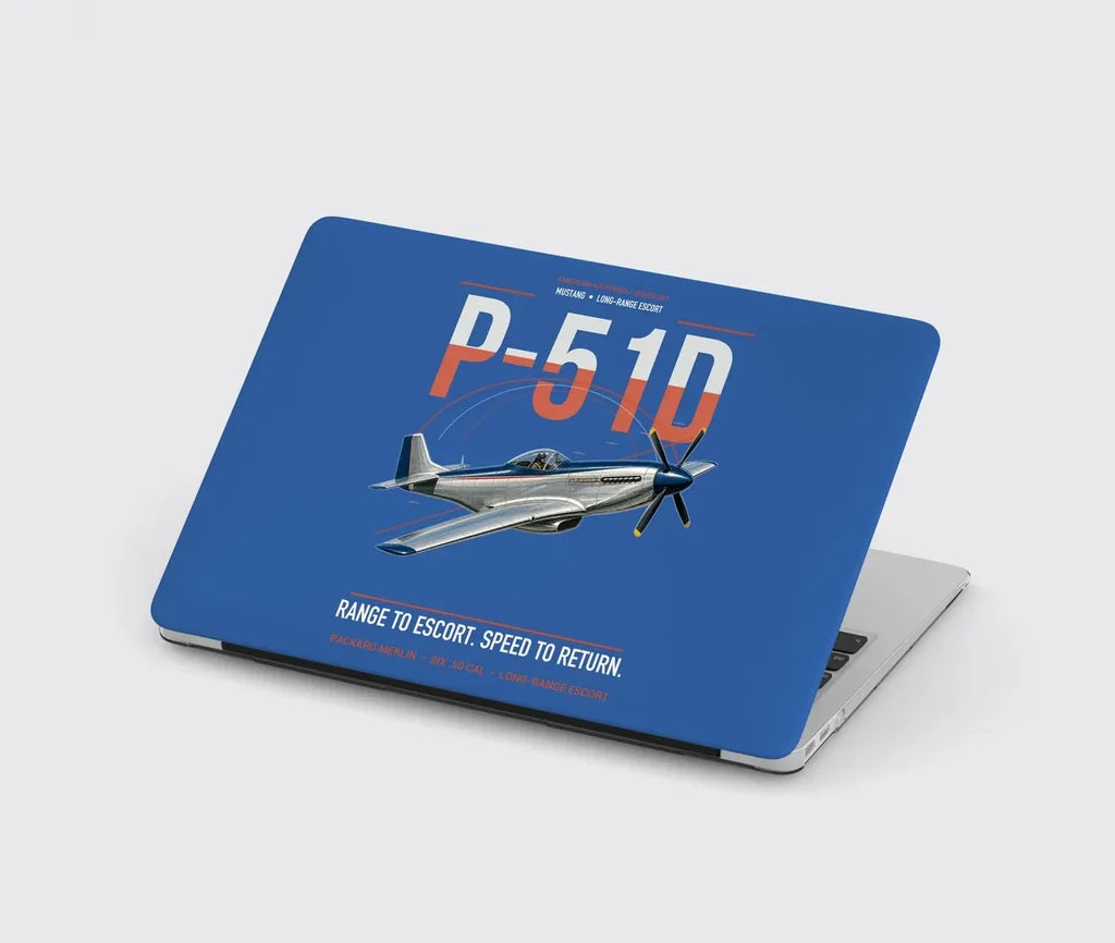 P-51D Mustang design on blue MacBook case