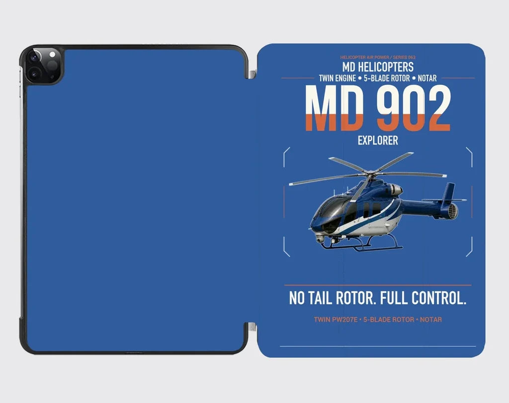 MD Helicopters MD 902 Explorer design on blue ipad tablet case