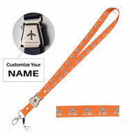 Thumbnail for The Fighter Jet 35 Silhouette seat belt lanyard - orange with name