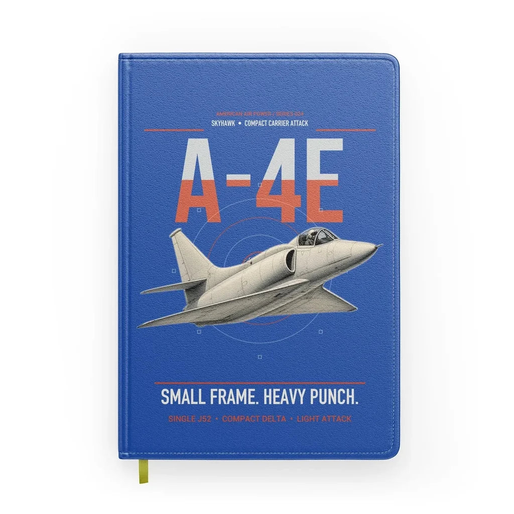 A-4E Skyhawk design on blue notebook
