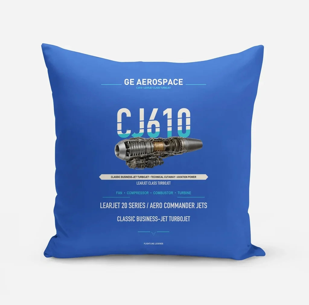 CJ610 design on blue pillow
