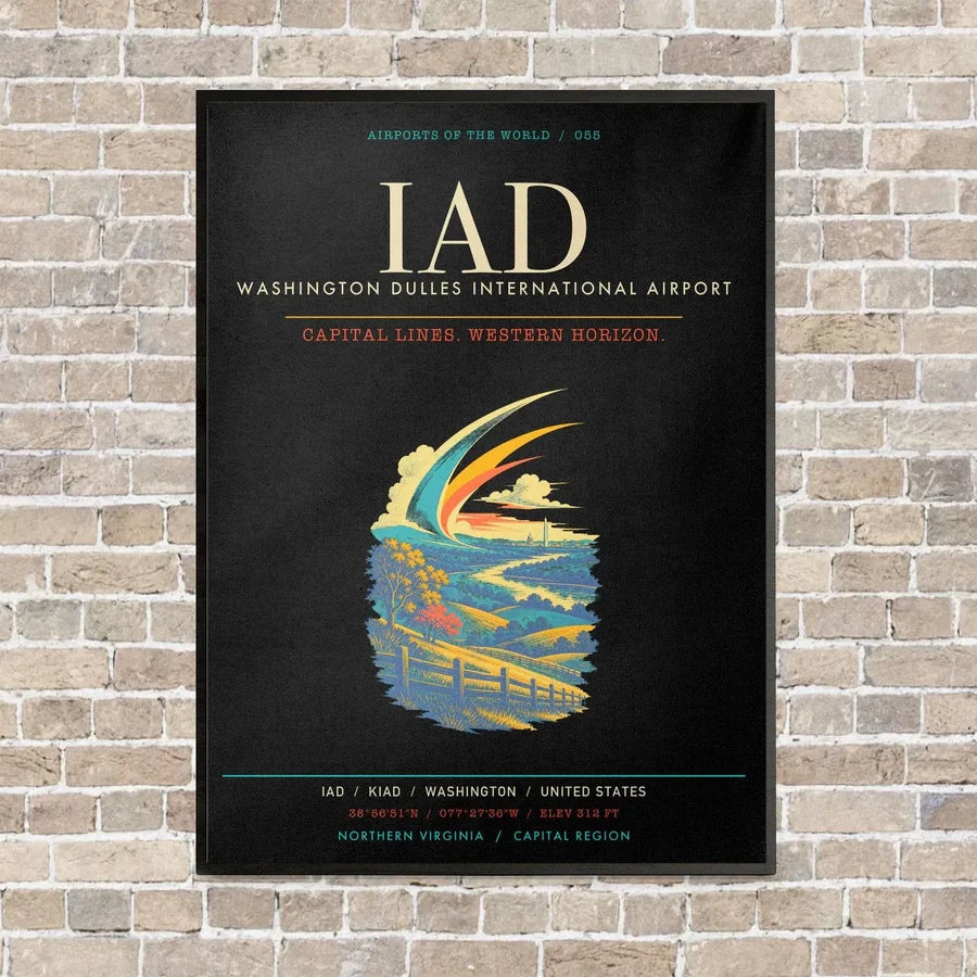 Washington Dulles International Airport IAD - Canvas Framed - Black