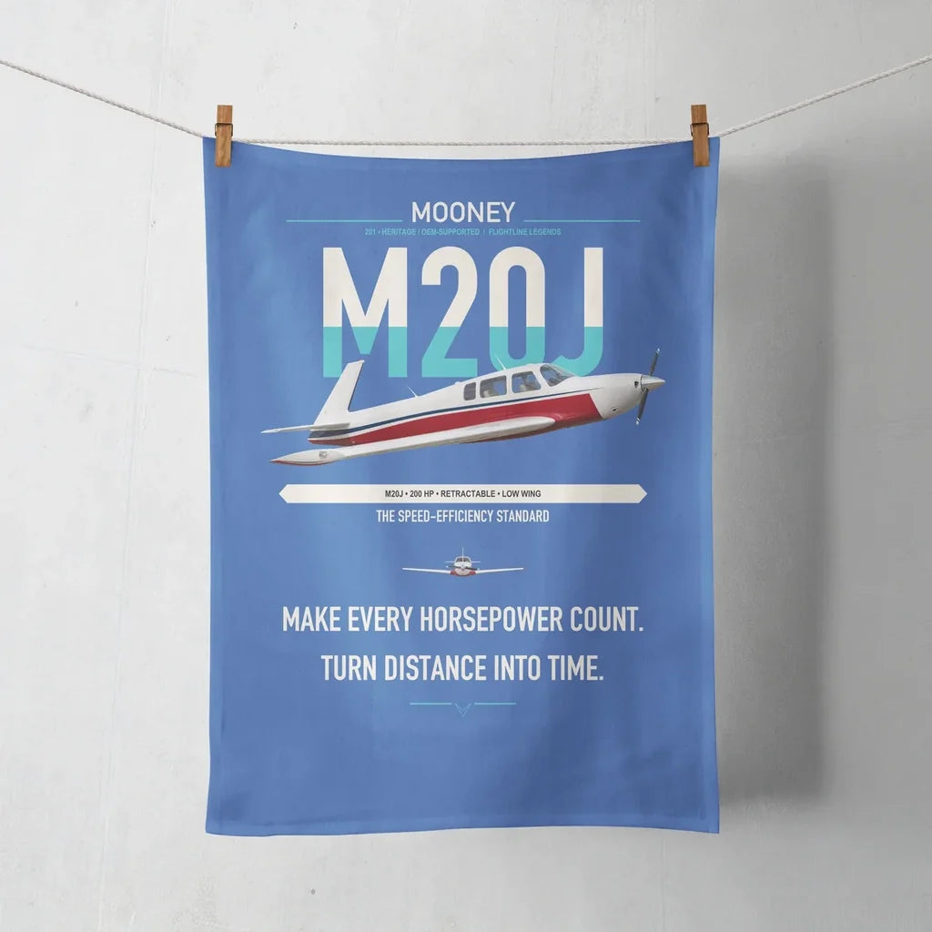 Mooney M20J 201 design on blue towel